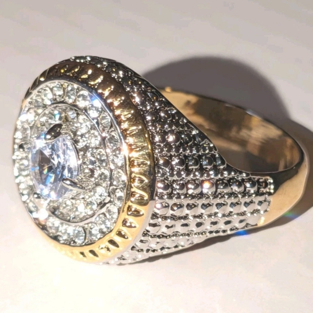 Men's 4CT Oval Cut Moissanaite Engagement BAND Dome Ring 14K Yellow Gold Plated